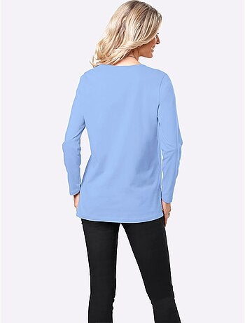 T-shirt à Manches Longues Coupe Longue Et Dissimulante - Taille Standard - Moda Vilona
