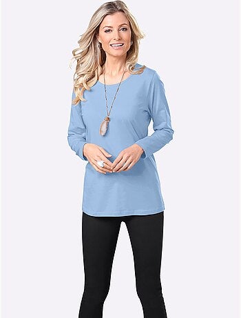 T-shirt à Manches Longues Coupe Longue Et Dissimulante - Taille Standard - Moda Vilona