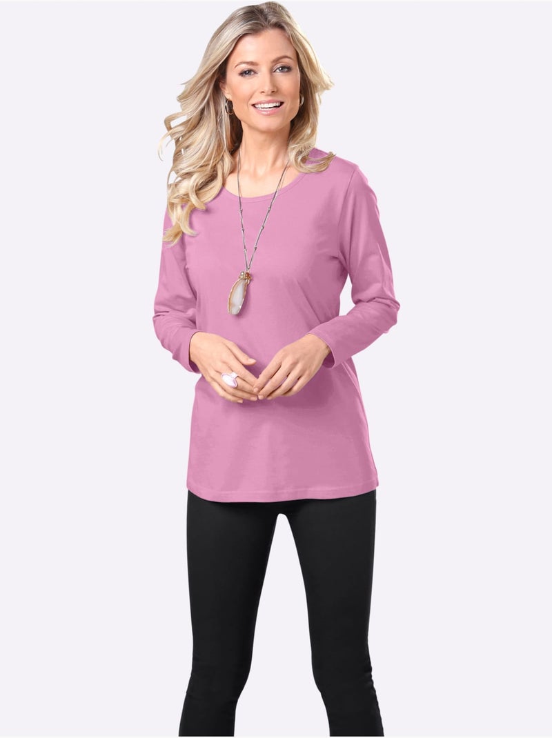 T-shirt à Manches Longues Coupe Longue Et Dissimulante - Taille Standard - Moda Vilona Bois de rose - Kiabi