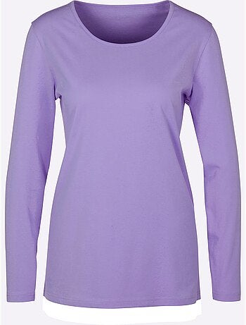 T-shirt à Manches Longues Coupe Longue Et Dissimulante - Taille Standard - Moda Vilona