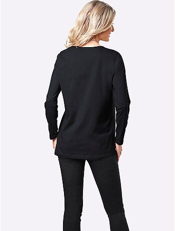 T-shirt à Manches Longues Coupe Longue Et Dissimulante - Taille Standard - Moda Vilona