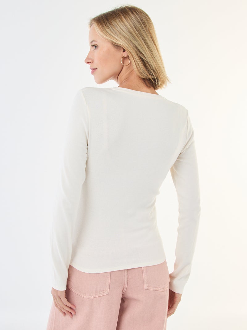 T-shirt à manches longues Crème - Kiabi