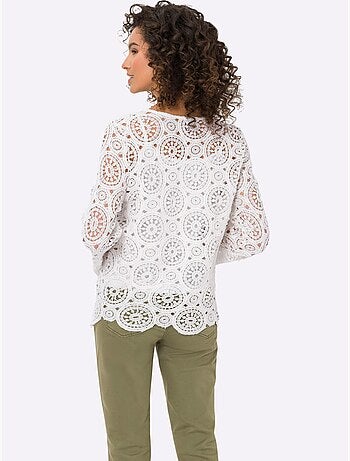 T-shirt à Manches Longues Dentelle Macramé Décorative - Taille Standard - Helline