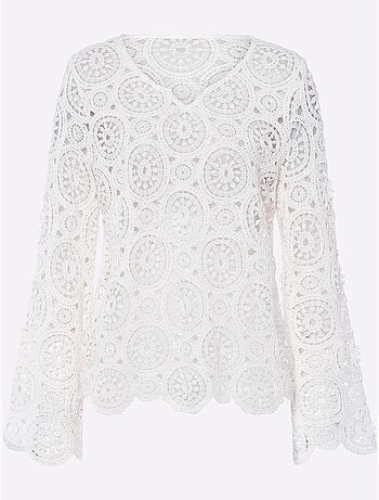 T-shirt à Manches Longues Dentelle Macramé Décorative - Taille Standard - Helline