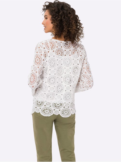 T-shirt à Manches Longues Dentelle Macramé Décorative - Taille Standard - Helline - Kiabi