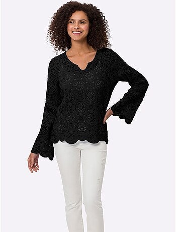 T-shirt à Manches Longues Dentelle Macramé Décorative - Taille Standard - Helline