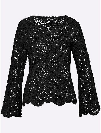 T-shirt à Manches Longues Dentelle Macramé Décorative - Taille Standard - Helline