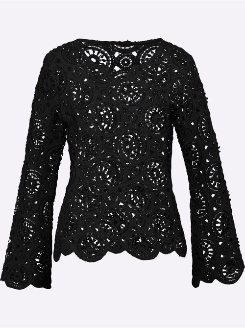 T-shirt à Manches Longues Dentelle Macramé Décorative - Taille Standard - Helline - Kiabi