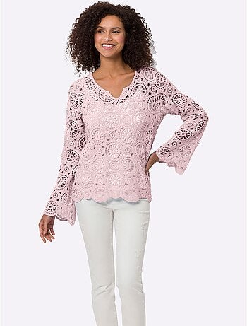 T-shirt à Manches Longues Dentelle Macramé Décorative - Taille Standard - Helline