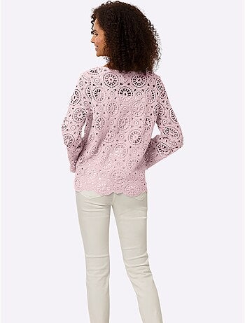 T-shirt à Manches Longues Dentelle Macramé Décorative - Taille Standard - Helline