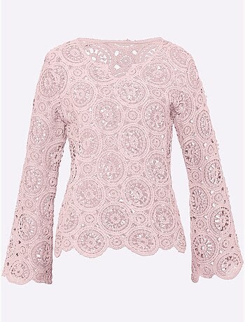T-shirt à Manches Longues Dentelle Macramé Décorative - Taille Standard - Helline