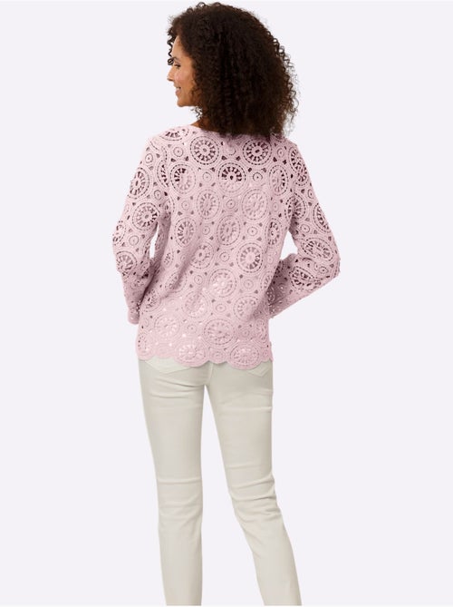 T-shirt à Manches Longues Dentelle Macramé Décorative - Taille Standard - Helline - Kiabi T-shirt à Manches Longues Dentelle Macramé Décorative - Taille Standard - Helline - Kiabi