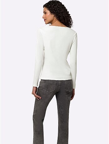 T-shirt à Manches Longues Détails En Dentelle Tendance - Taille Standard - Helline