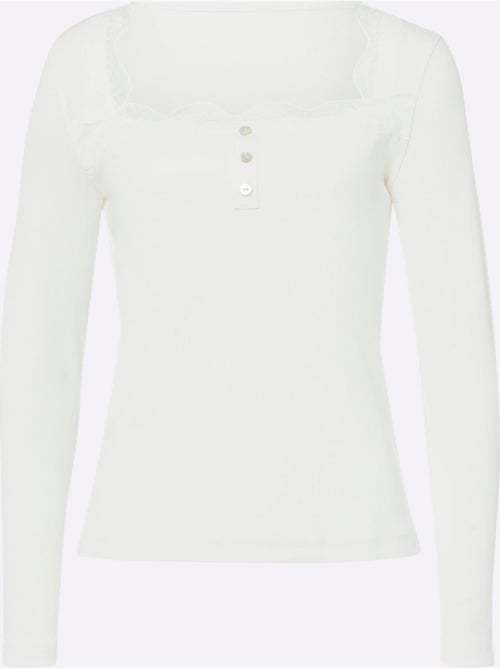 T-shirt à Manches Longues Détails En Dentelle Tendance - Taille Standard - Helline - Kiabi