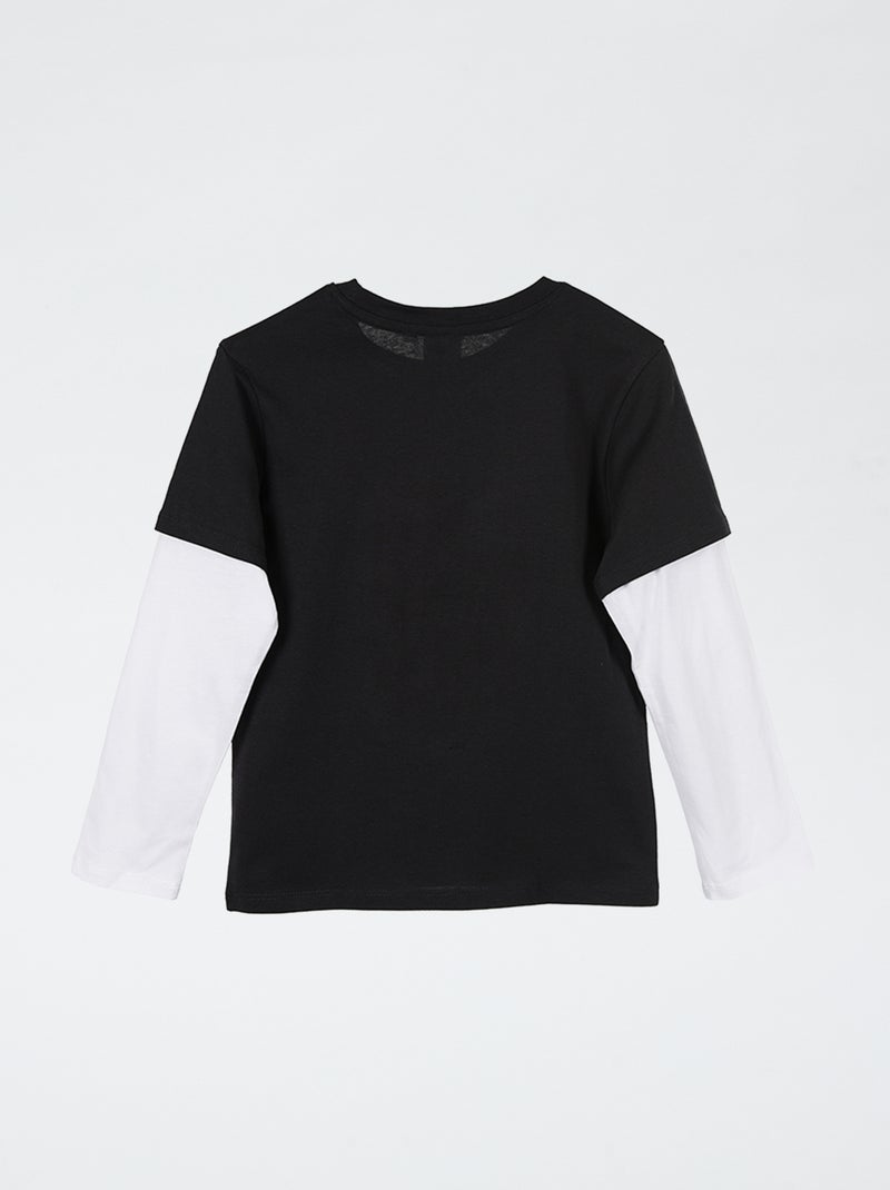 T-shirt à manches longues effet 2-en-1 'Dragon Ball Z' Noir - Kiabi
