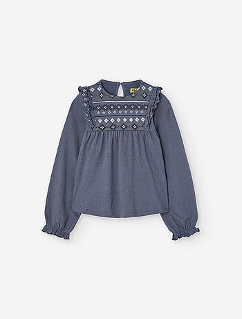 T-shirt à manches longues en bambula avec broderie