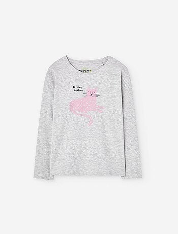 T-shirt à manches longues en coton à imprimé léopard