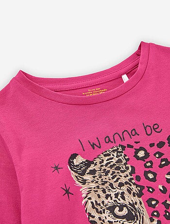 T-shirt à manches longues en coton à imprimé léopard