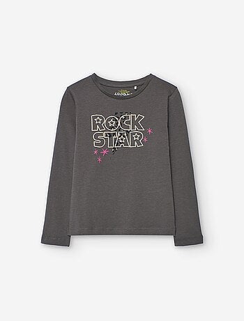 T-shirt à manches longues en coton à imprimé Rock Star