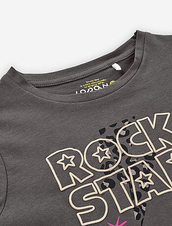T-shirt à manches longues en coton à imprimé Rock Star