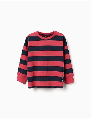 T-shirt à manches longues en coton à rayures et imprimé