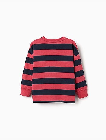 T-shirt à manches longues en coton à rayures et imprimé