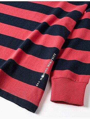 T-shirt à manches longues en coton à rayures et imprimé