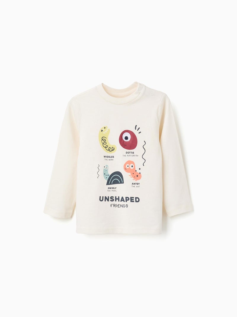 T-Shirt à Manches Longues en Coton Animaux Blanc - Kiabi