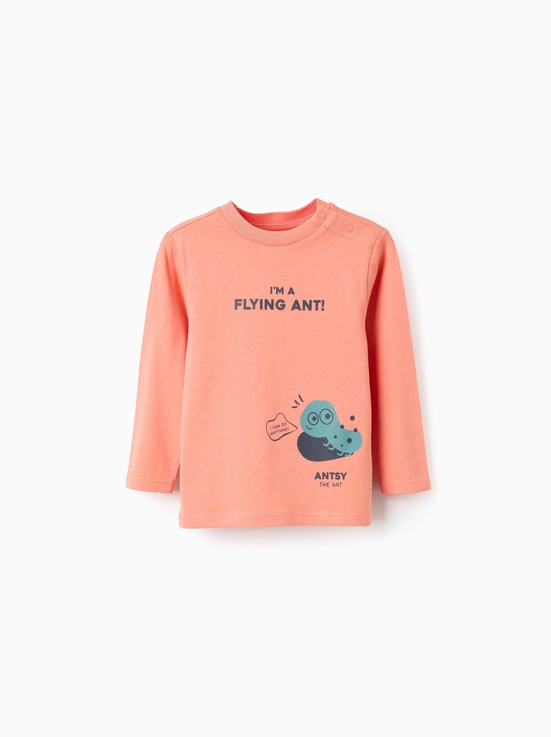 T-Shirt à Manches Longues en Coton Ant Orange - Kiabi
