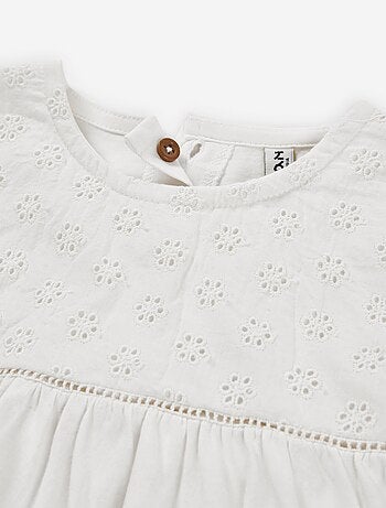 T-shirt à manches longues en coton avec broderie suisse