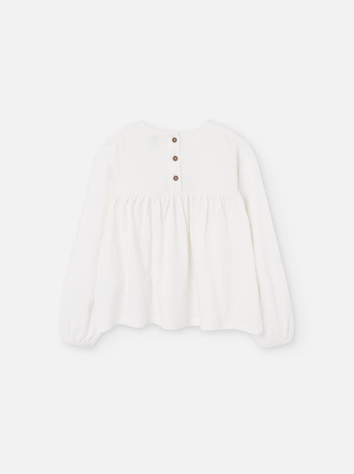 T-shirt à manches longues en coton avec broderie suisse - Kiabi