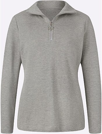 T-shirt à manches longues en coton avec col transformable et poches fendues - taille standard - witt