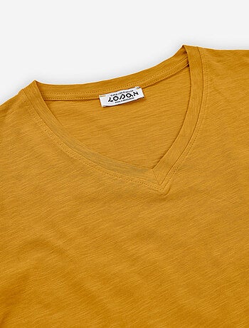 T-shirt à manches longues en coton avec encolure en V