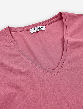T-shirt à manches longues en coton avec encolure en V