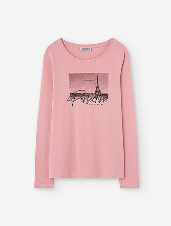 T-shirt à manches longues en coton avec imprimé à l'avant