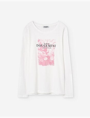 T-shirt à manches longues en coton avec imprimé à l'avant