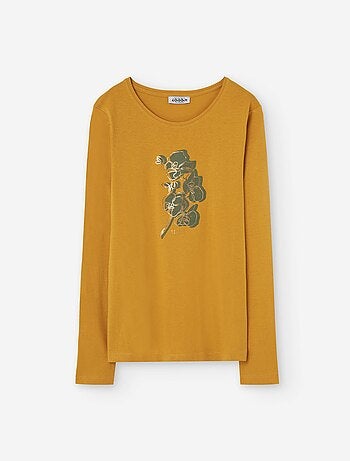 T-shirt à manches longues en coton avec imprimé fleurs