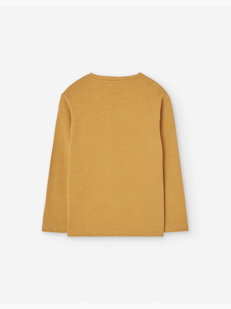 T-shirt à manches longues en coton avec imprimé Moto Jaune foncé - Kiabi