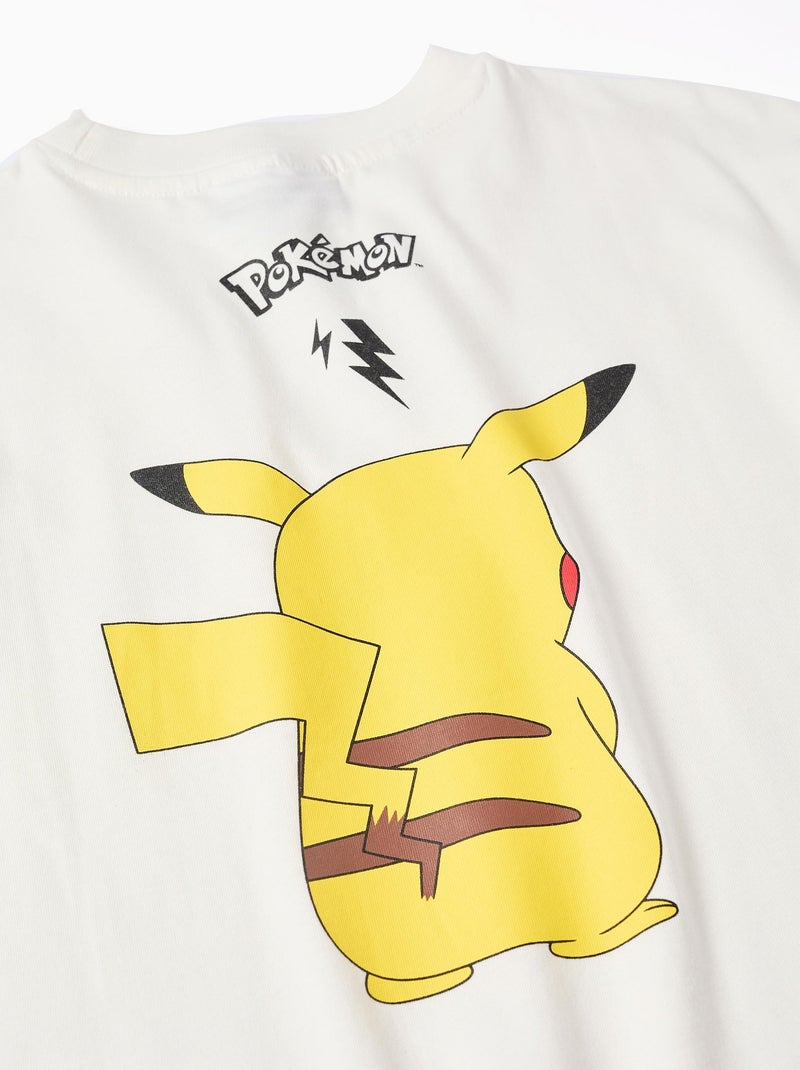 T-shirt à manches longues en coton avec imprimé Pikachu Beige clair - Kiabi