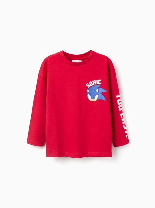 T-shirt à manches longues en coton avec imprimé Sonic - Kiabi
