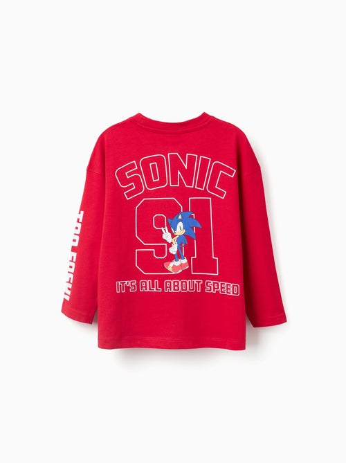 T-shirt à manches longues en coton avec imprimé Sonic - Kiabi