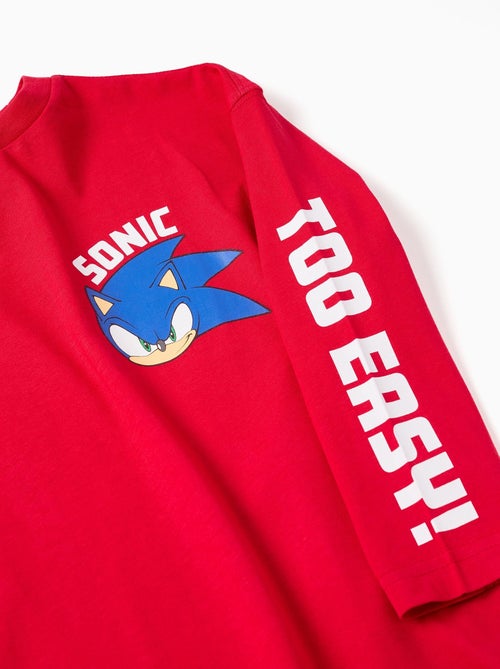 T-shirt à manches longues en coton avec imprimé Sonic - Kiabi