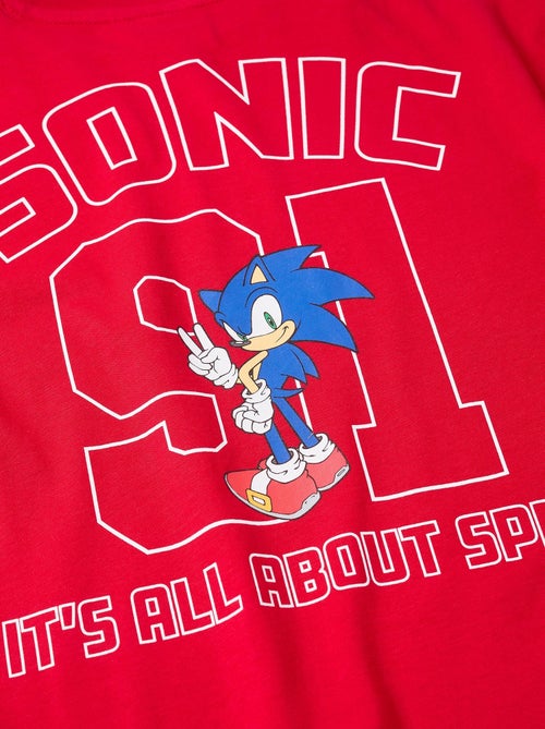T-shirt à manches longues en coton avec imprimé Sonic - Kiabi