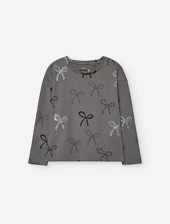 T-shirt à manches longues en coton avec motif noeud
