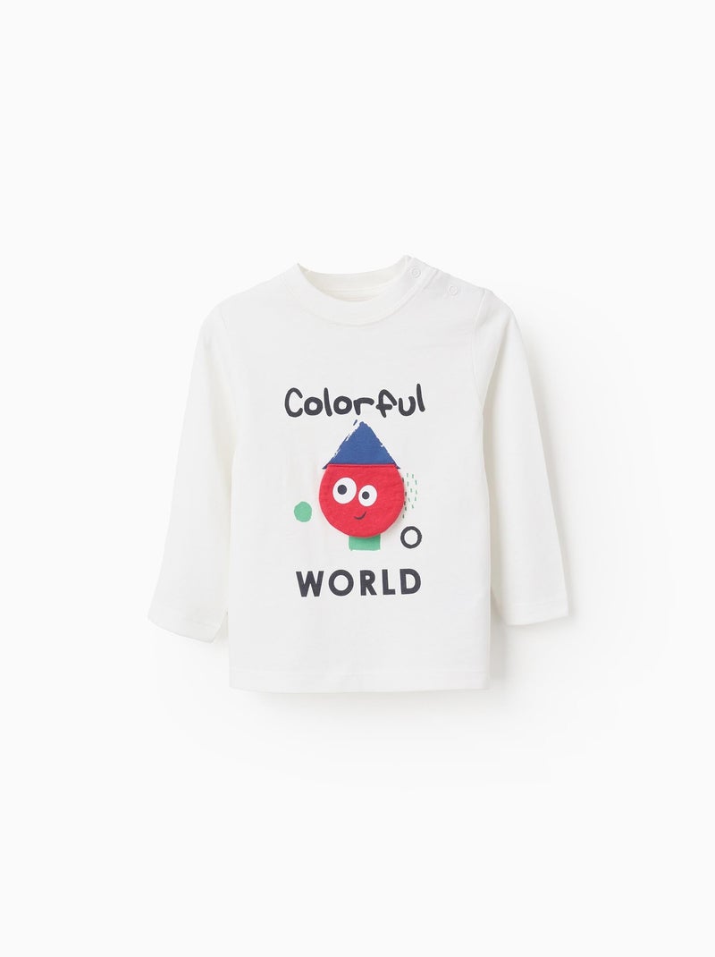 T-shirt à Manches Longues en Coton Blanc - Kiabi