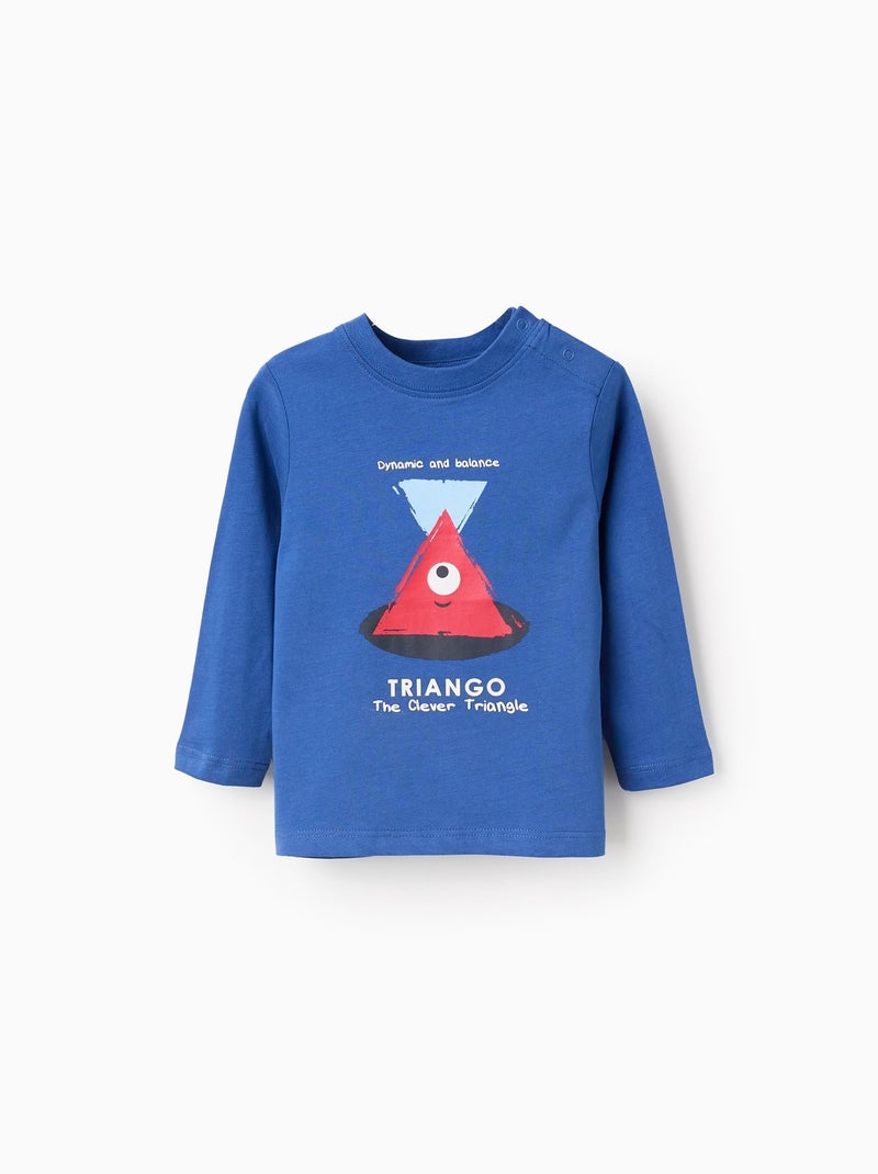 T-shirt à Manches Longues en Coton Bleu - Kiabi