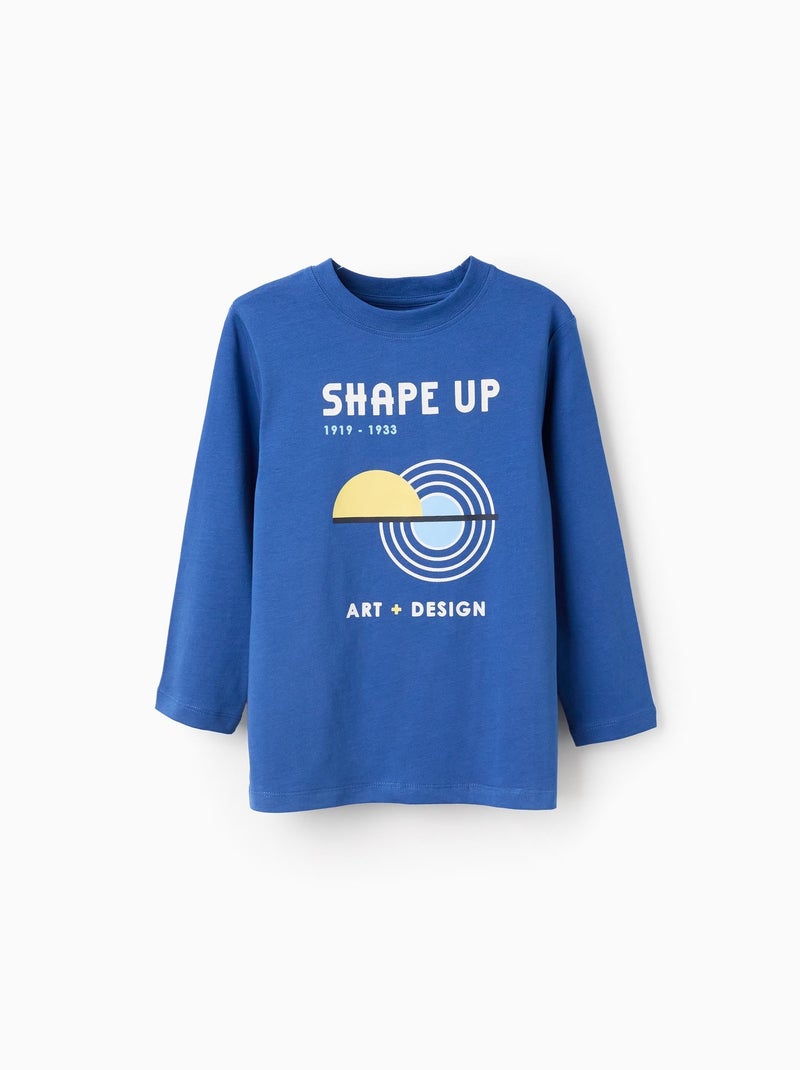 T-shirt à Manches Longues en Coton Bleu - Kiabi