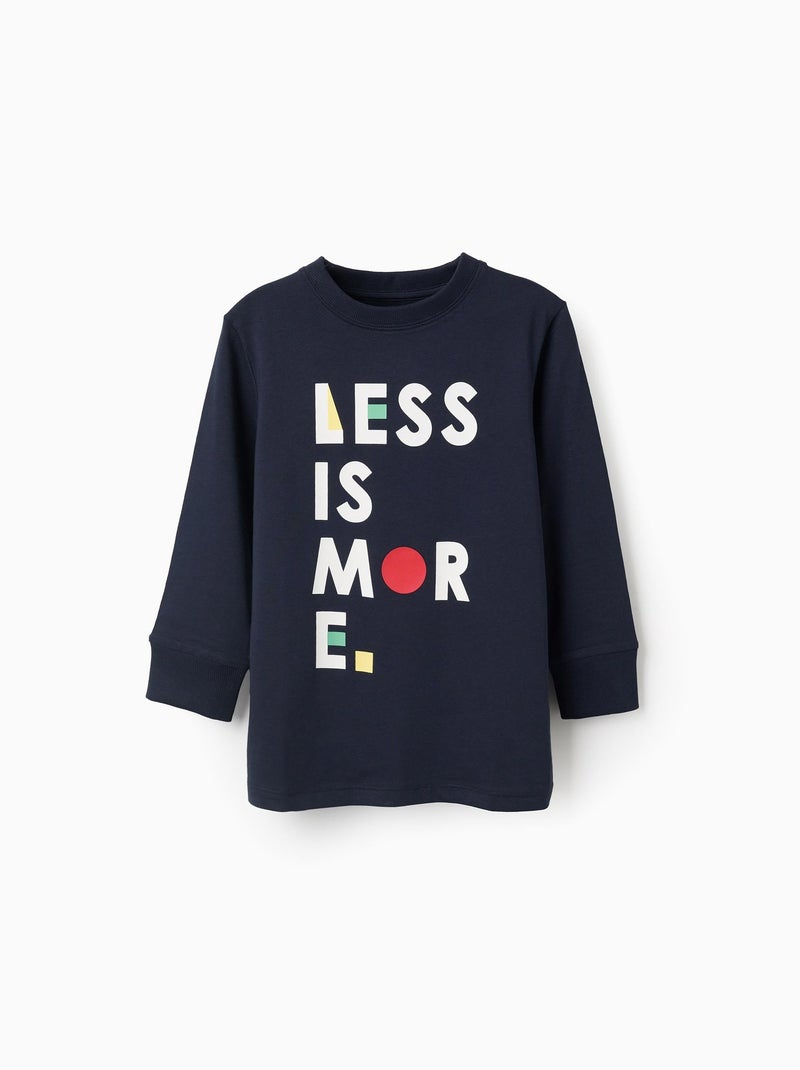 T-Shirt à Manches Longues en Coton Bleu foncé - Kiabi
