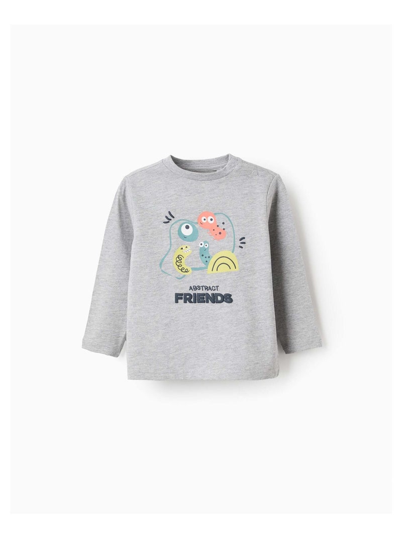 T-Shirt à Manches Longues en Coton 'Dot' Gris - Kiabi