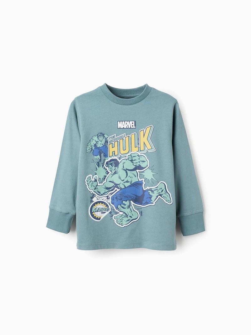 T-Shirt à Manches Longues En Coton Hulk Bleu clair - Kiabi